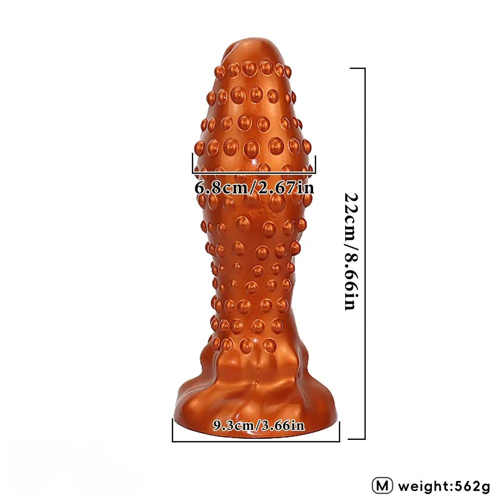 Gold studded textured silicone anal plug