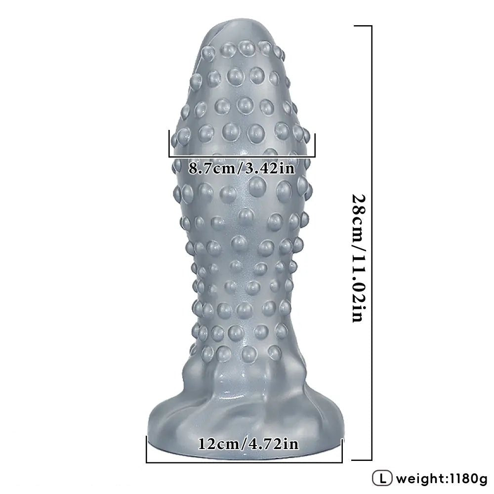 Silver studded textured silicone anal plug