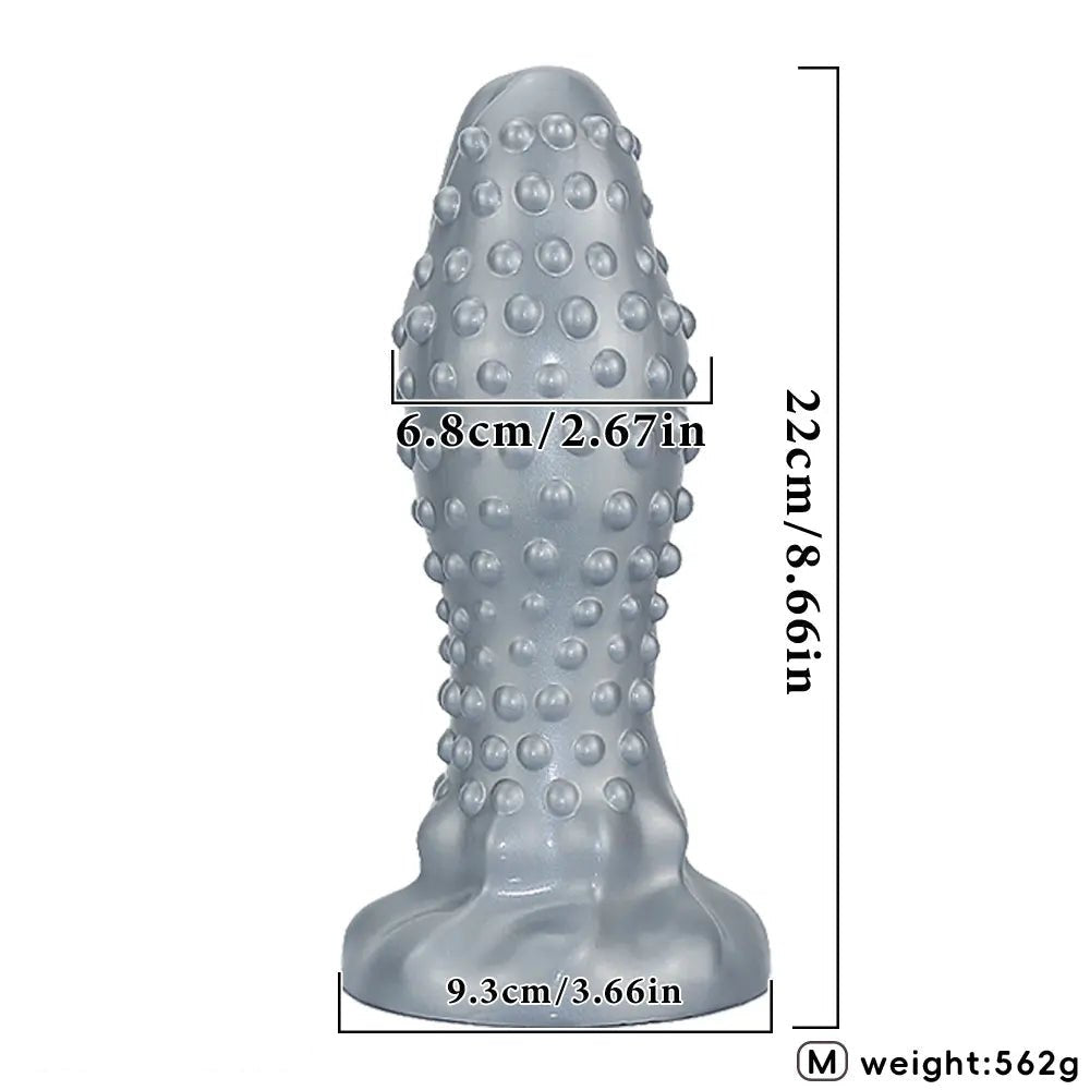 Silver studded textured silicone anal plug