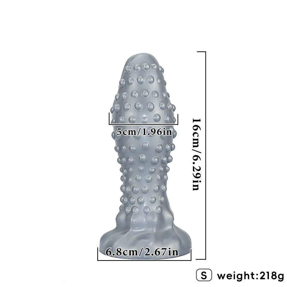 Silver studded textured silicone anal plug