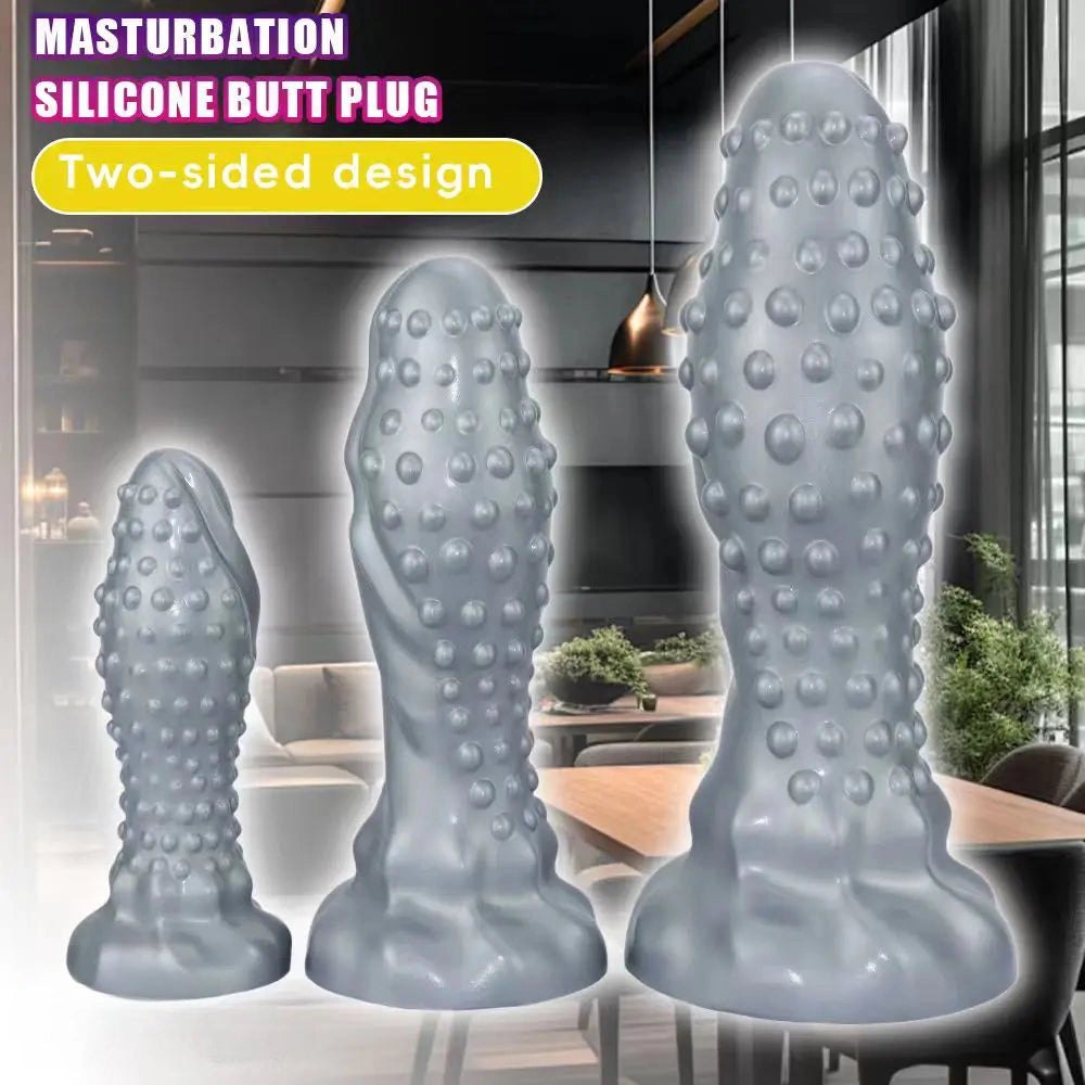 Studded textured silicone anal plug, photo 9
