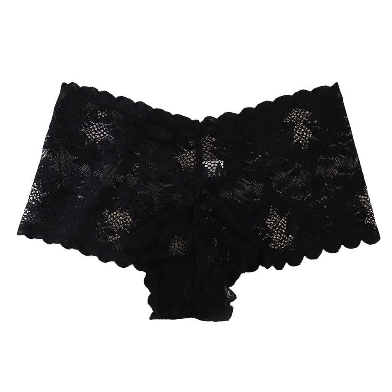Black mid rise lace v front briefs