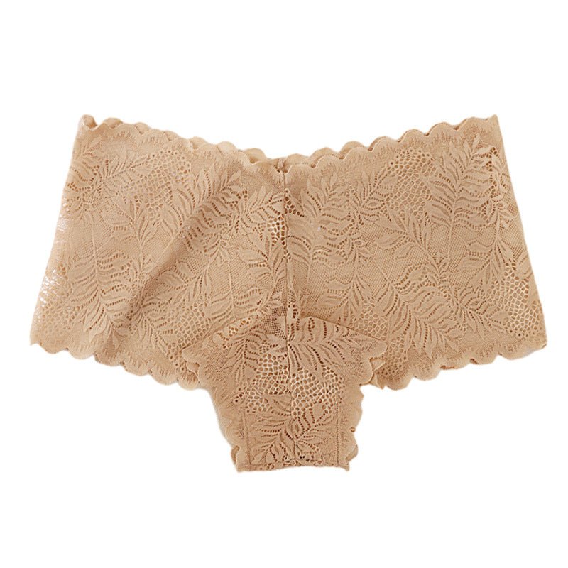 Brown mid rise lace v front briefs