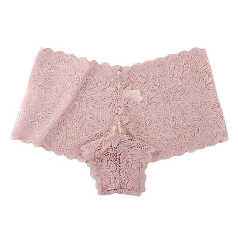 Pink mid rise lace v front briefs