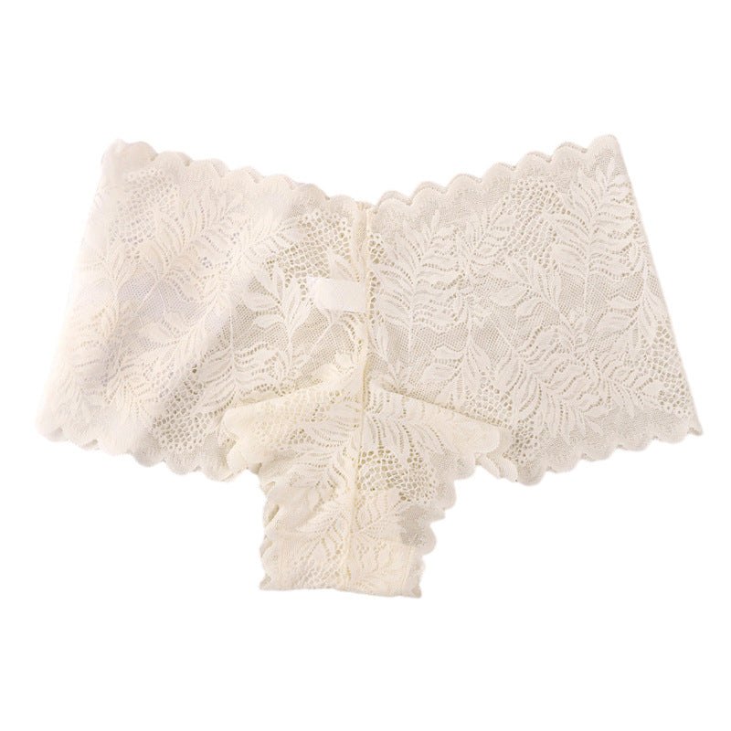 White mid rise lace v front briefs