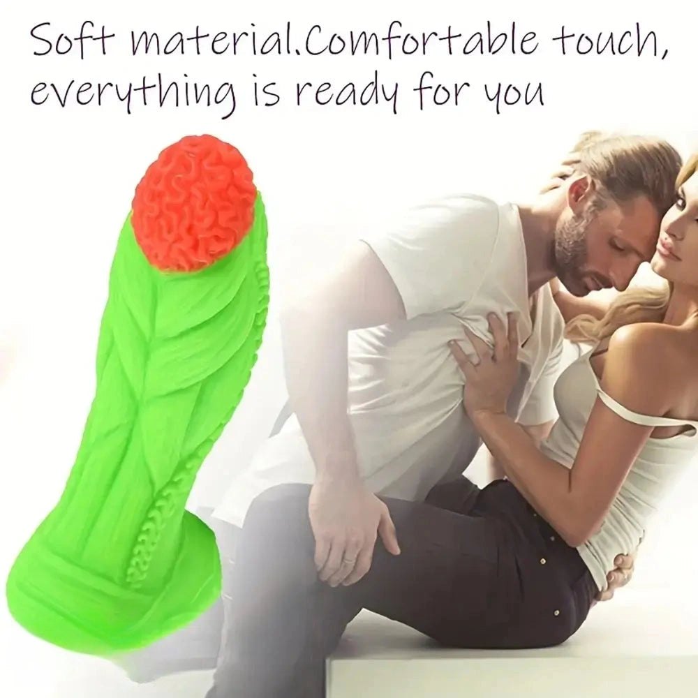 Green and red alien fantasy silicone dildo, photo 8