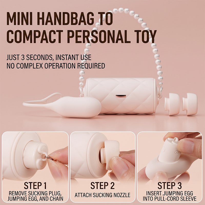 Blush pink mini handbag clitoral suction and egg vibrator, photo 4