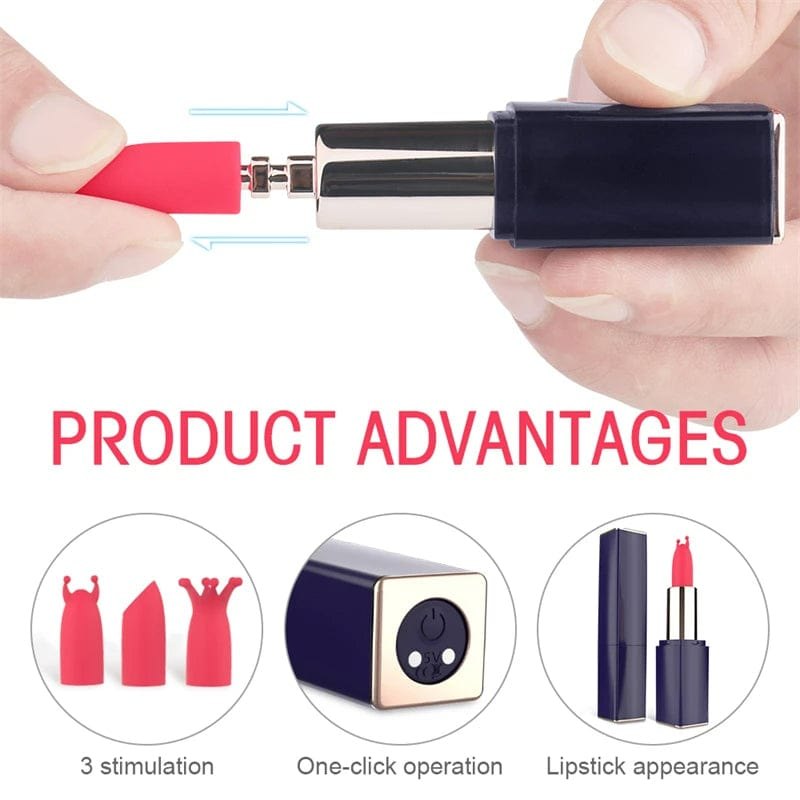 Mini lipstick bullet vibrator with interchangeable heads, photo 6