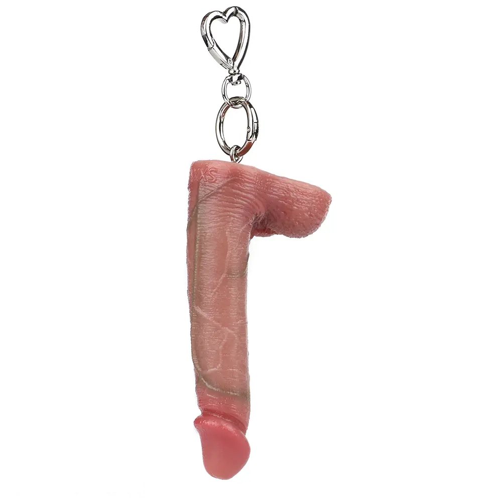 Flesh silicone mini dildo keychain, photo 1