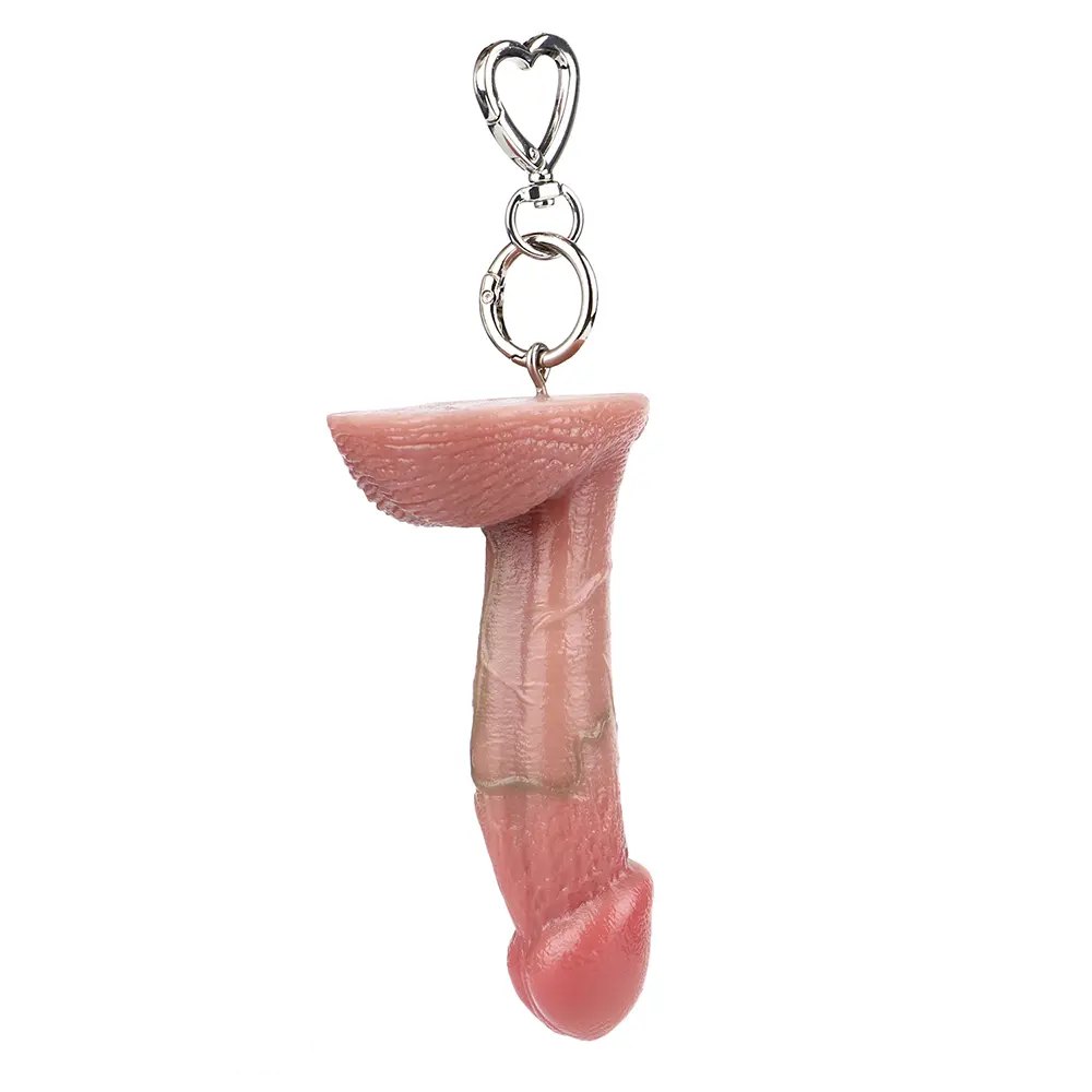 Flesh mini silicone dildo keychain, photo 1