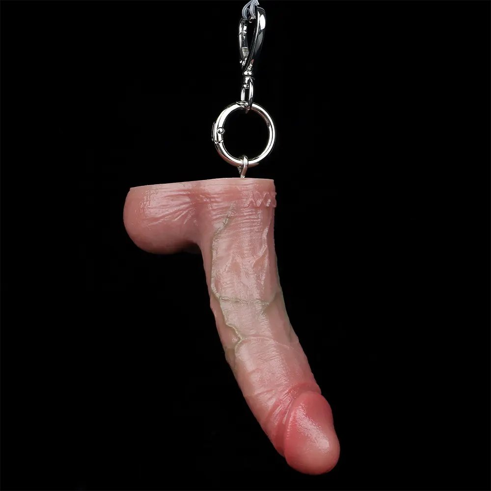 Flesh-tone mini silicone dildo keychain, photo 5