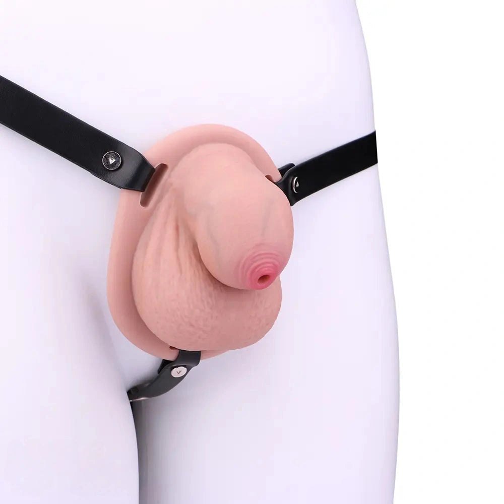 Flesh tone mini strap-on silicone dildo, photo 1