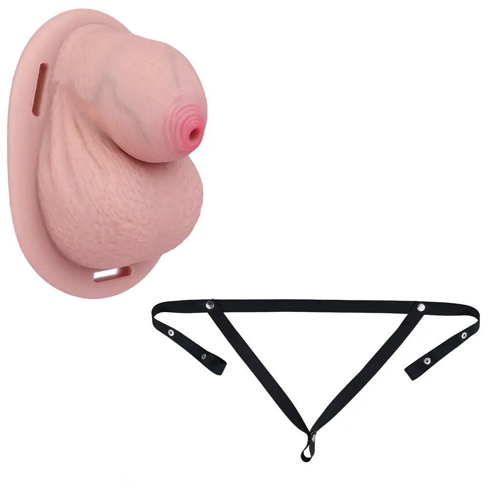 Flesh tone mini strap-on silicone dildo, photo 2