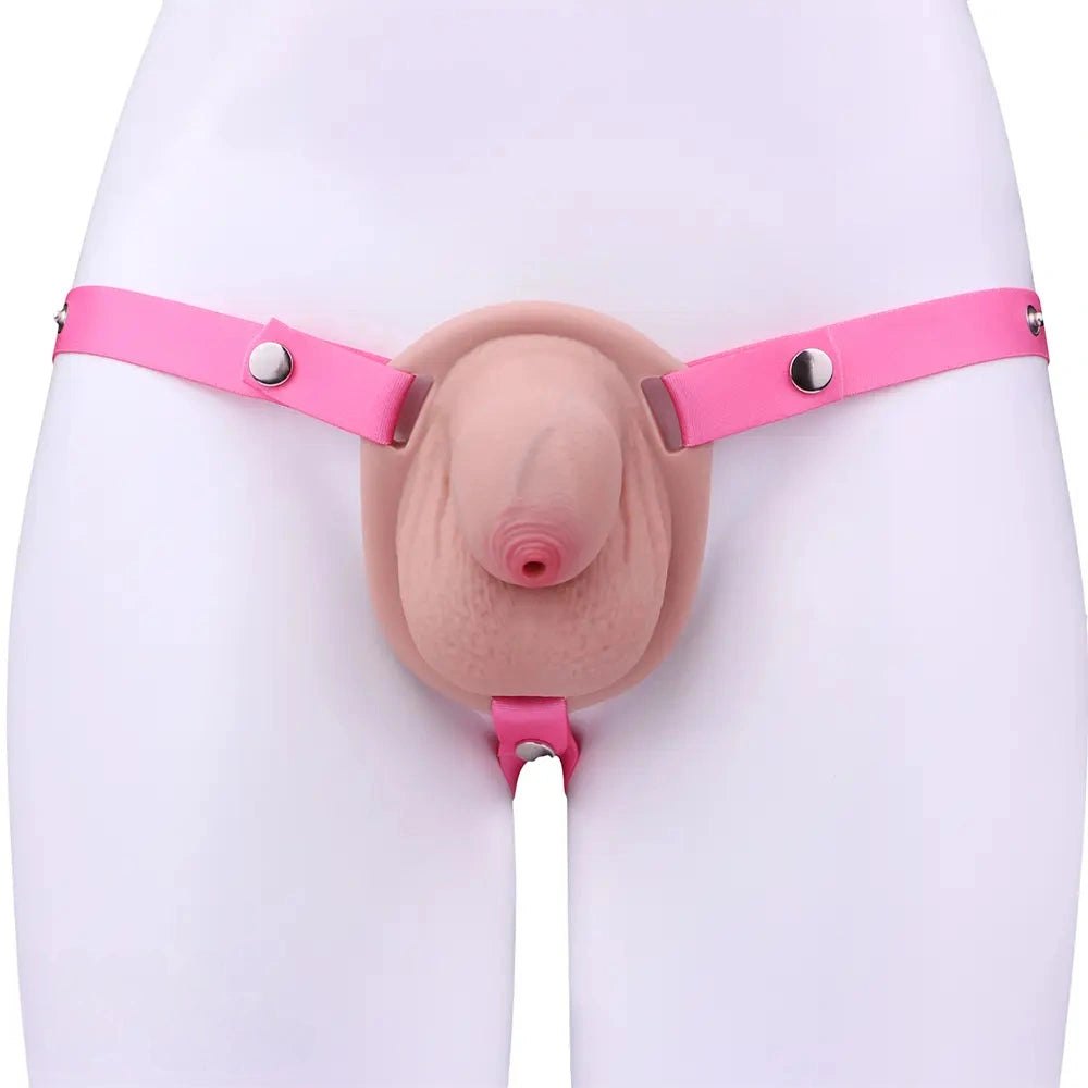 Flesh tone mini strap-on silicone dildo, photo 4
