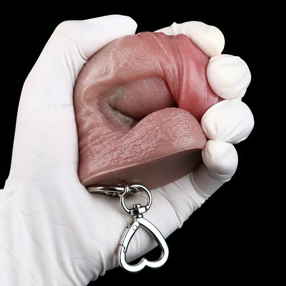 Flesh toned mini uncut silicone dildo keychain, photo 10