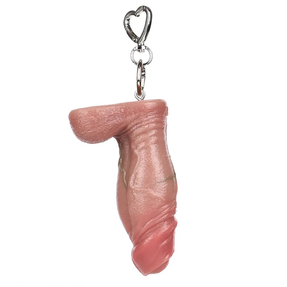Flesh toned mini uncut silicone dildo keychain, photo 5