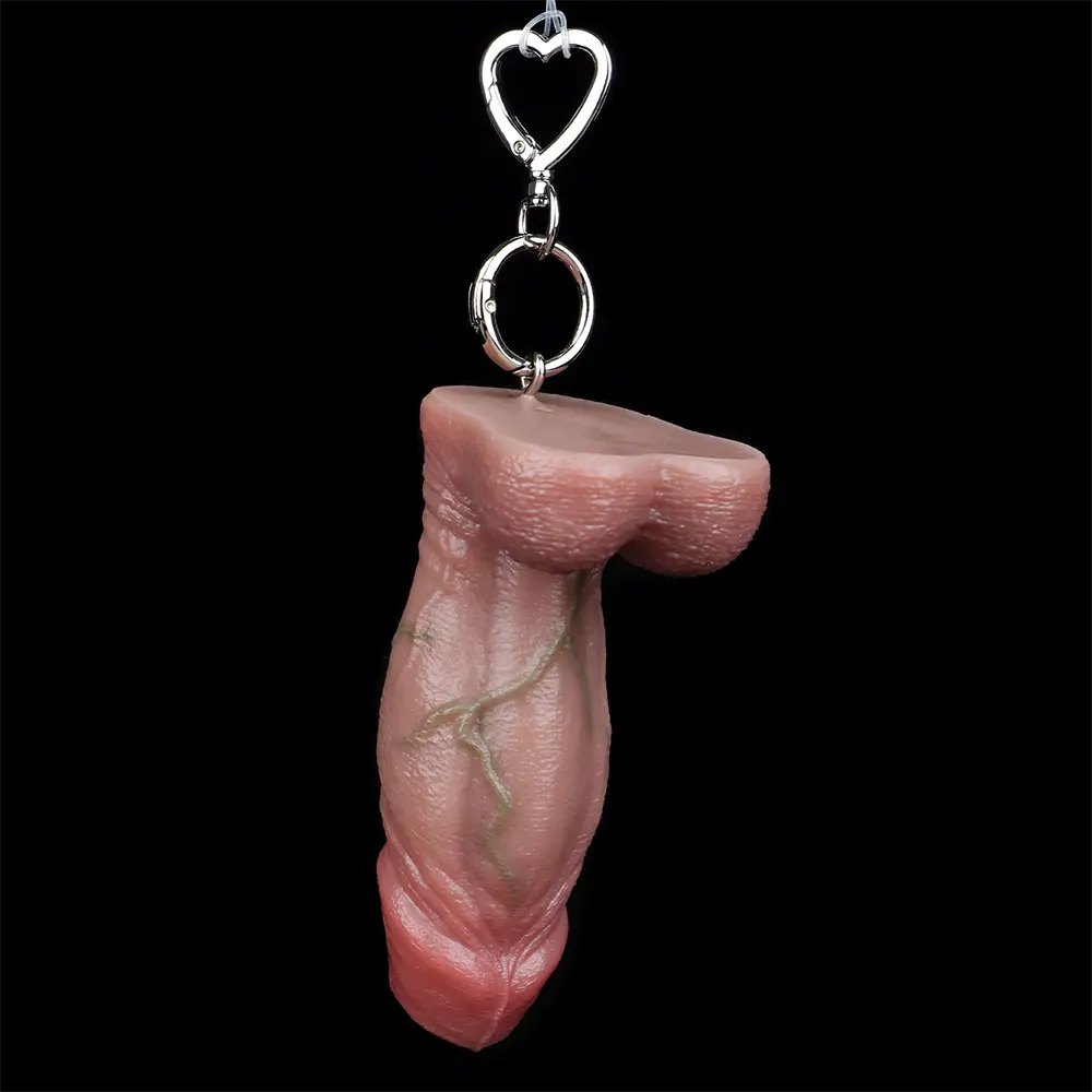 Flesh toned mini uncut silicone dildo keychain, photo 6