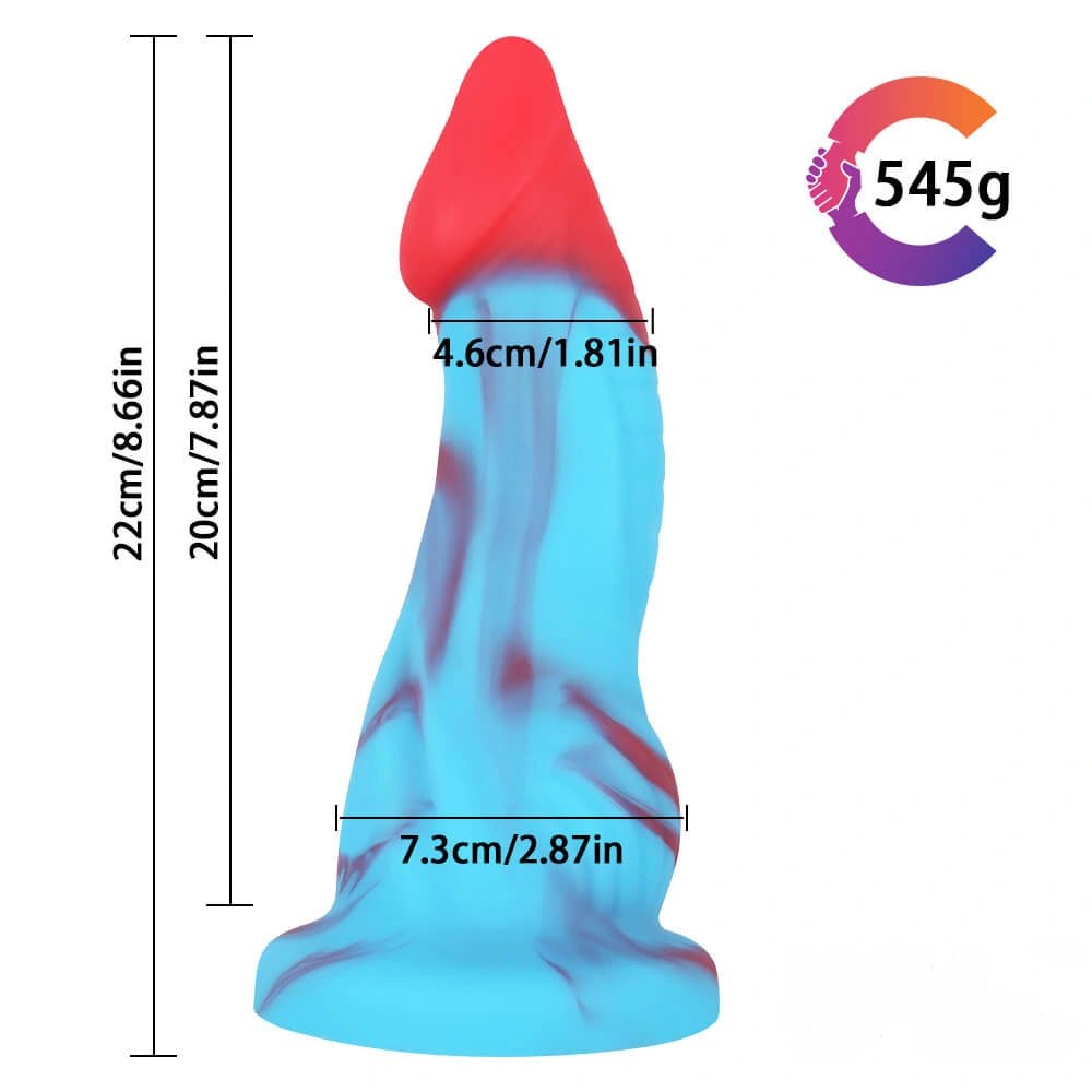 Blue and red mix color fantasy dildo, photo 2