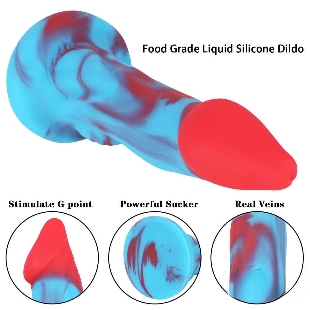 Blue and red mix color fantasy dildo, photo 6
