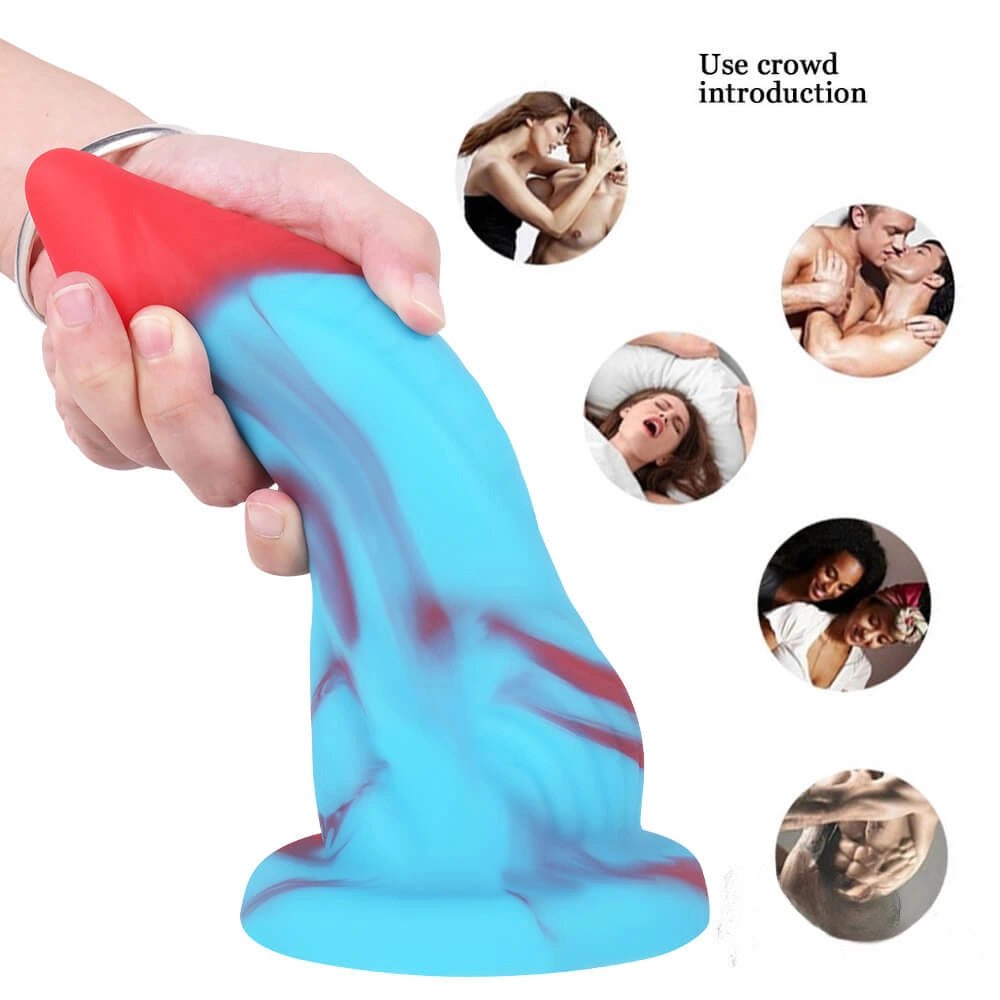 Blue and red mix color fantasy dildo, photo 8