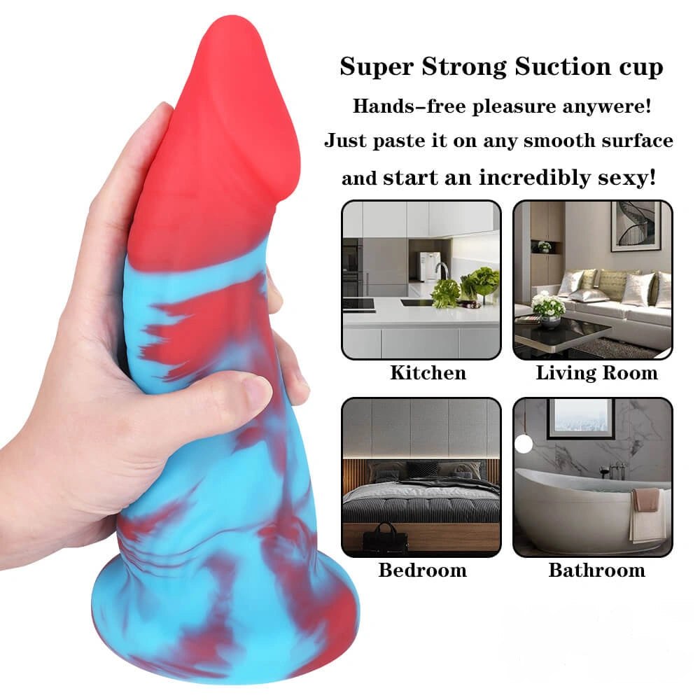 Blue and red mix color fantasy dildo, photo 9