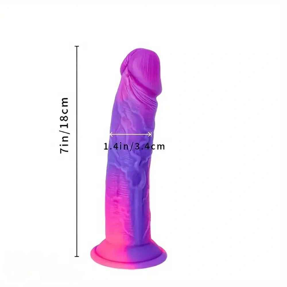 Large silicone dildo in a mixed color gradient finish, photo 11