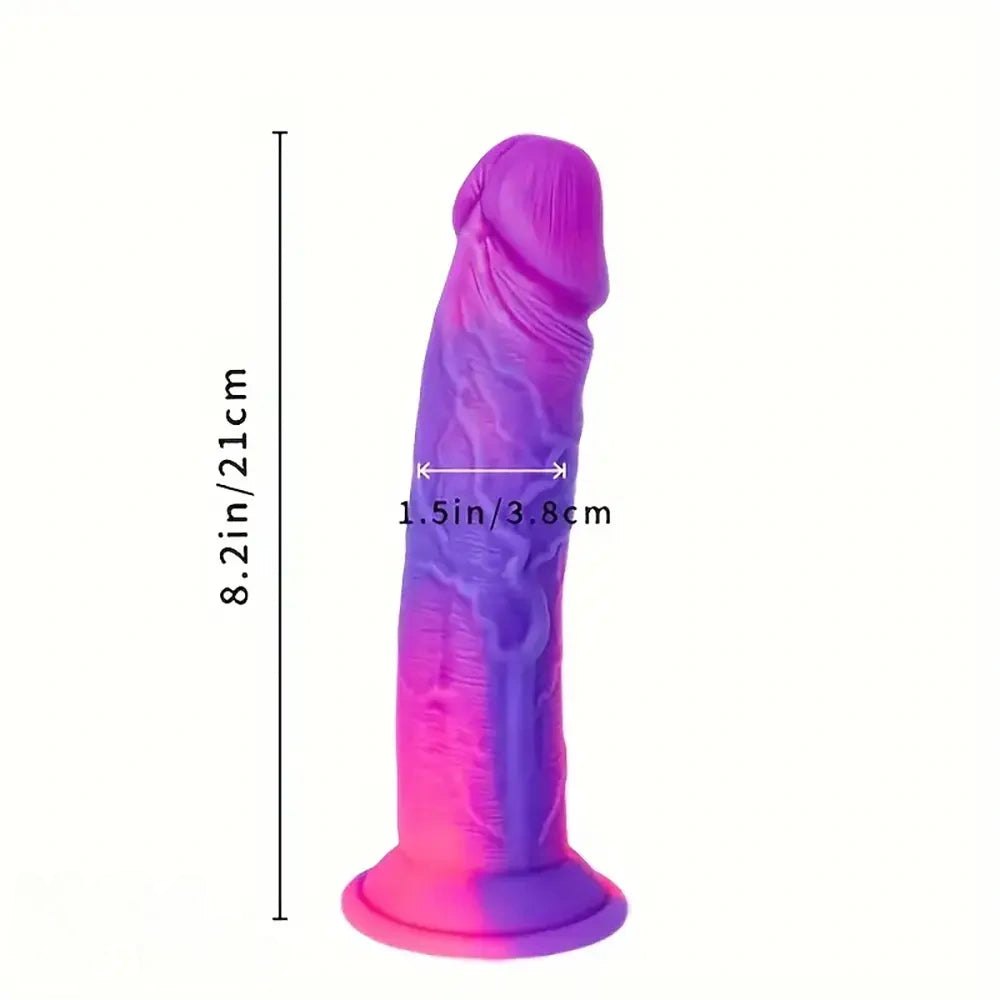 Large silicone dildo in a mixed color gradient finish, photo 8