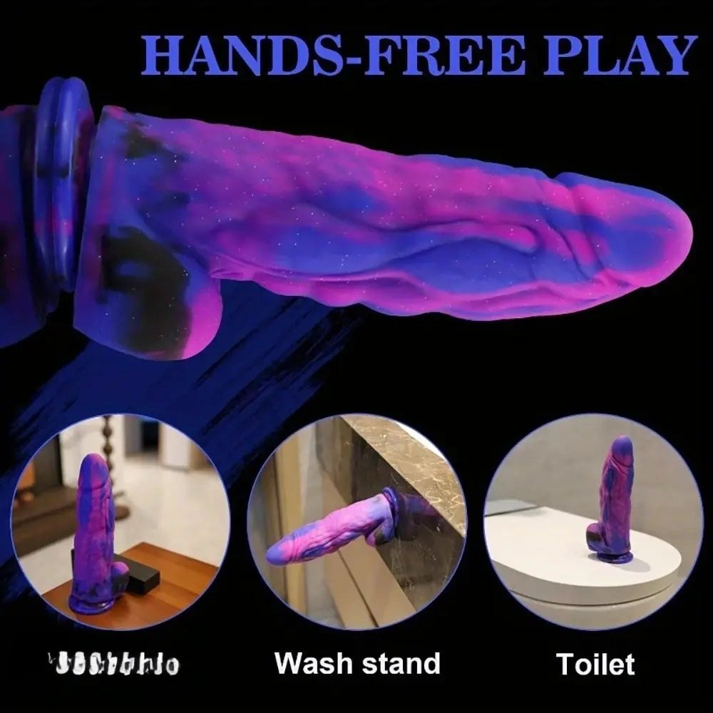 Mixed pink blue black thick silicone dildo, photo 2