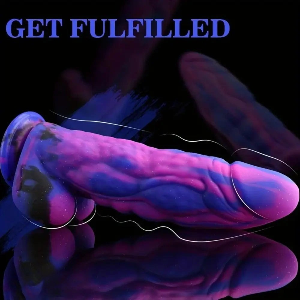 Mixed pink blue black thick silicone dildo, photo 3