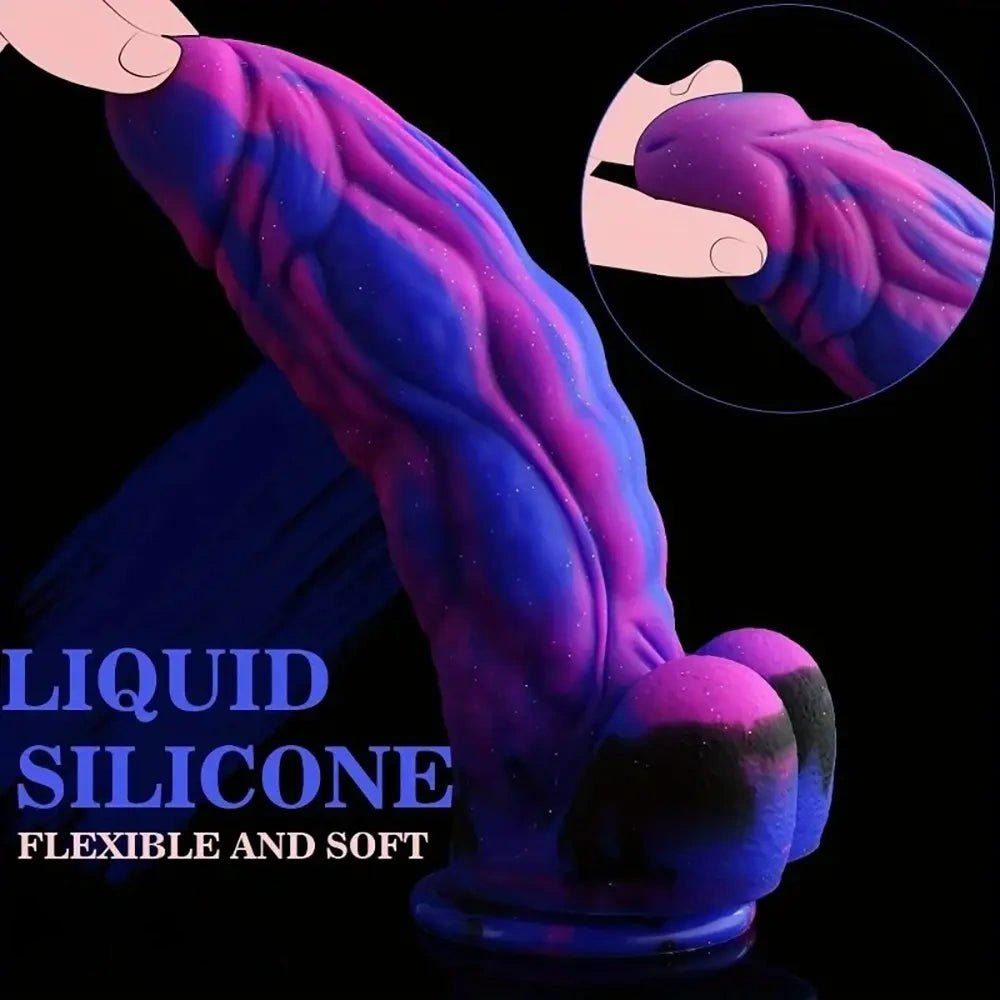 Mixed pink blue black thick silicone dildo, photo 5