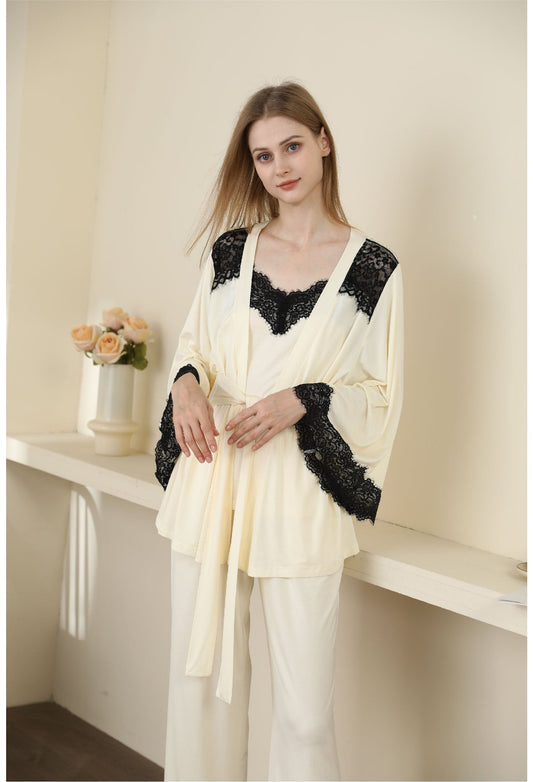 Modal lace backless camisole robe set, photo 1