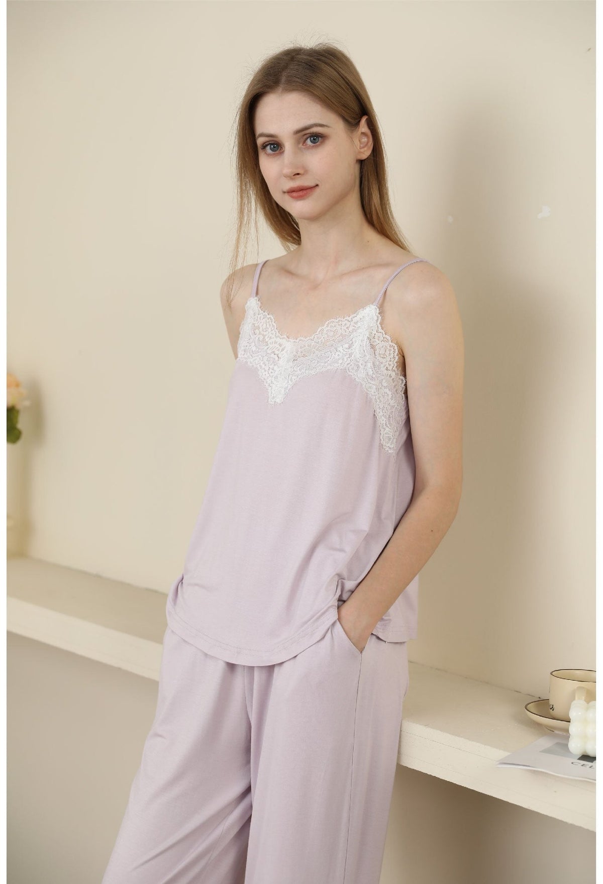 Modal lace backless camisole robe set, photo 11