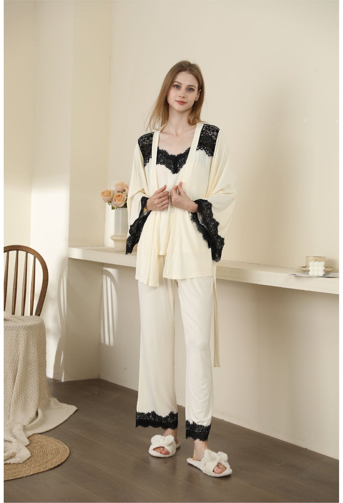 Modal lace backless camisole robe set, photo 3