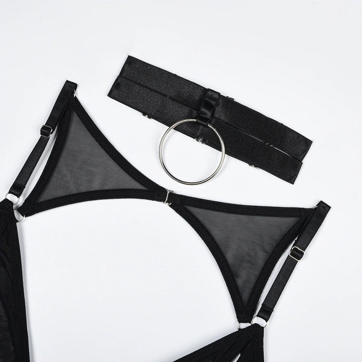 Modern mesh choker garter belt set, photo 4