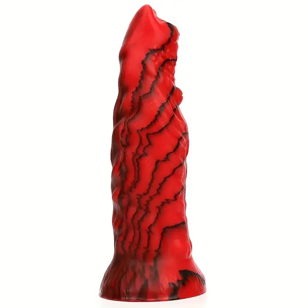 Red and black textured monster fantasy dildo, photo 1