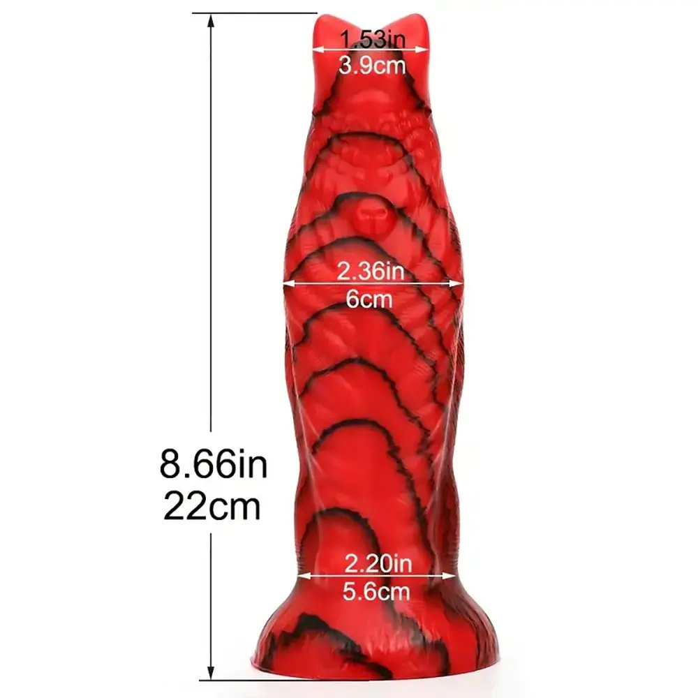 Red and black textured monster fantasy dildo, photo 6