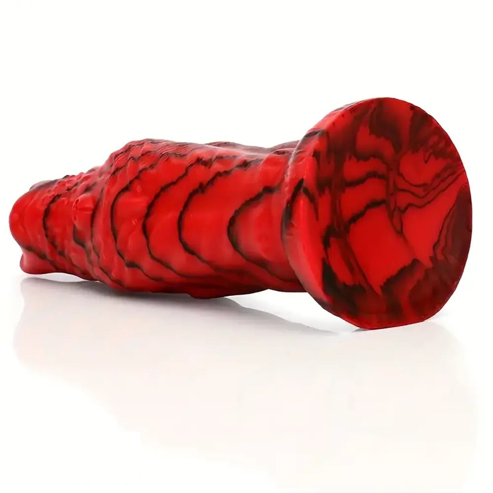 Red and black textured monster fantasy dildo, photo 7