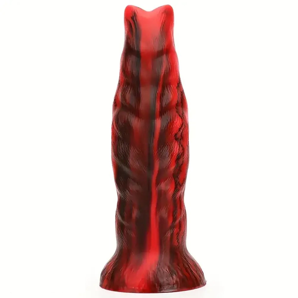 Red and black textured monster fantasy dildo, photo 9