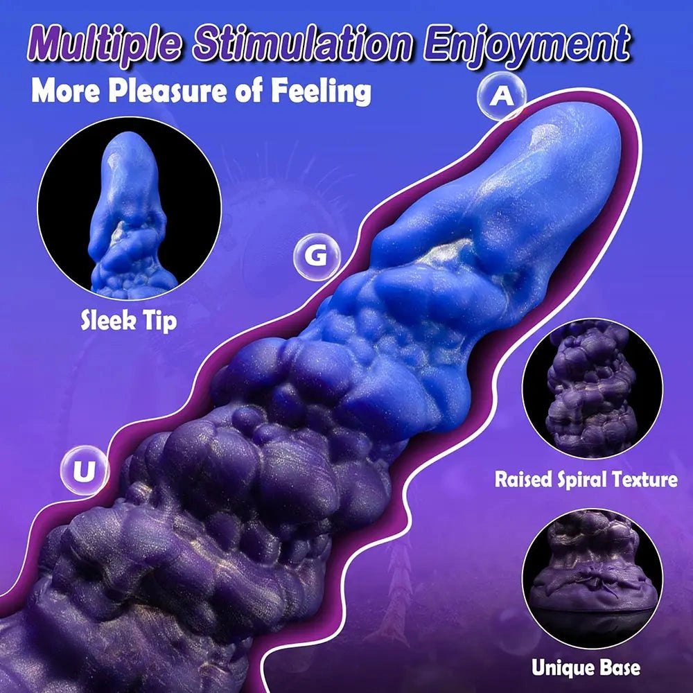 Blue and purple ombre monster fantasy dildo, photo 4