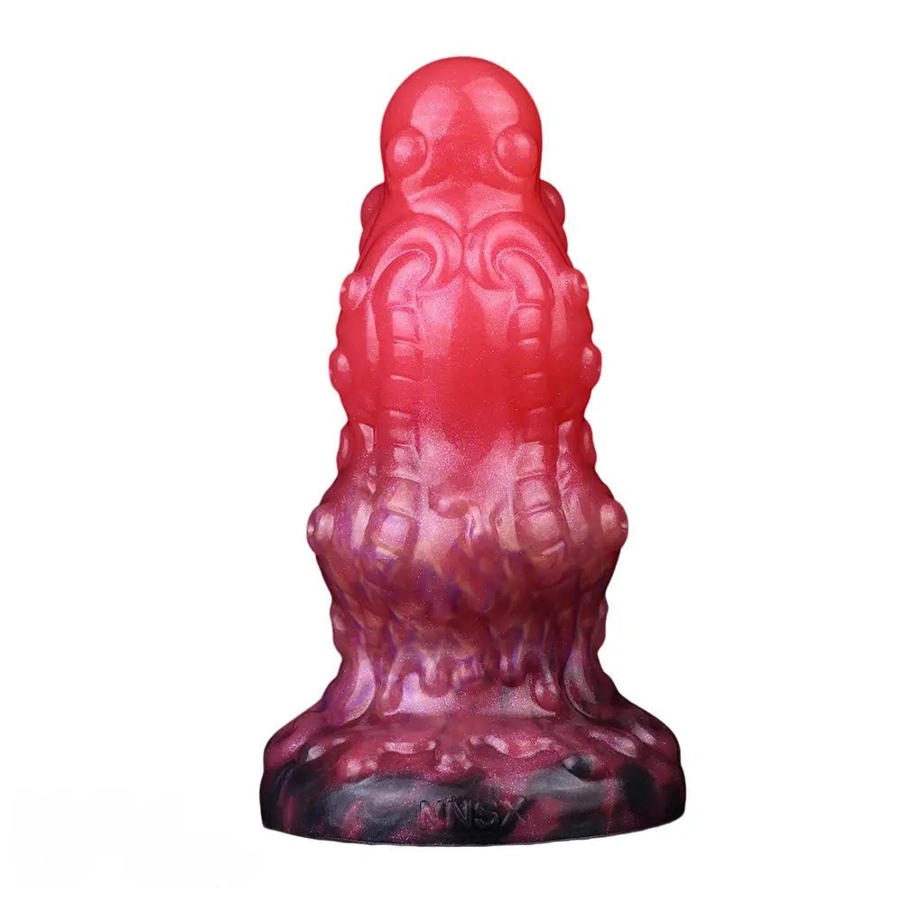 Red monster silicone fantasy dildo with suction base, photo 1