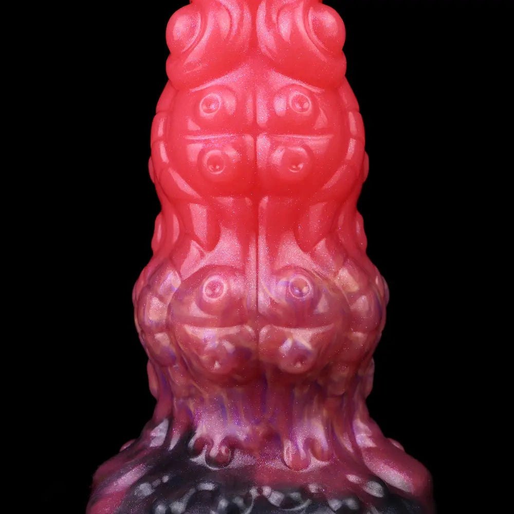 Red monster silicone fantasy dildo with suction base, photo 10