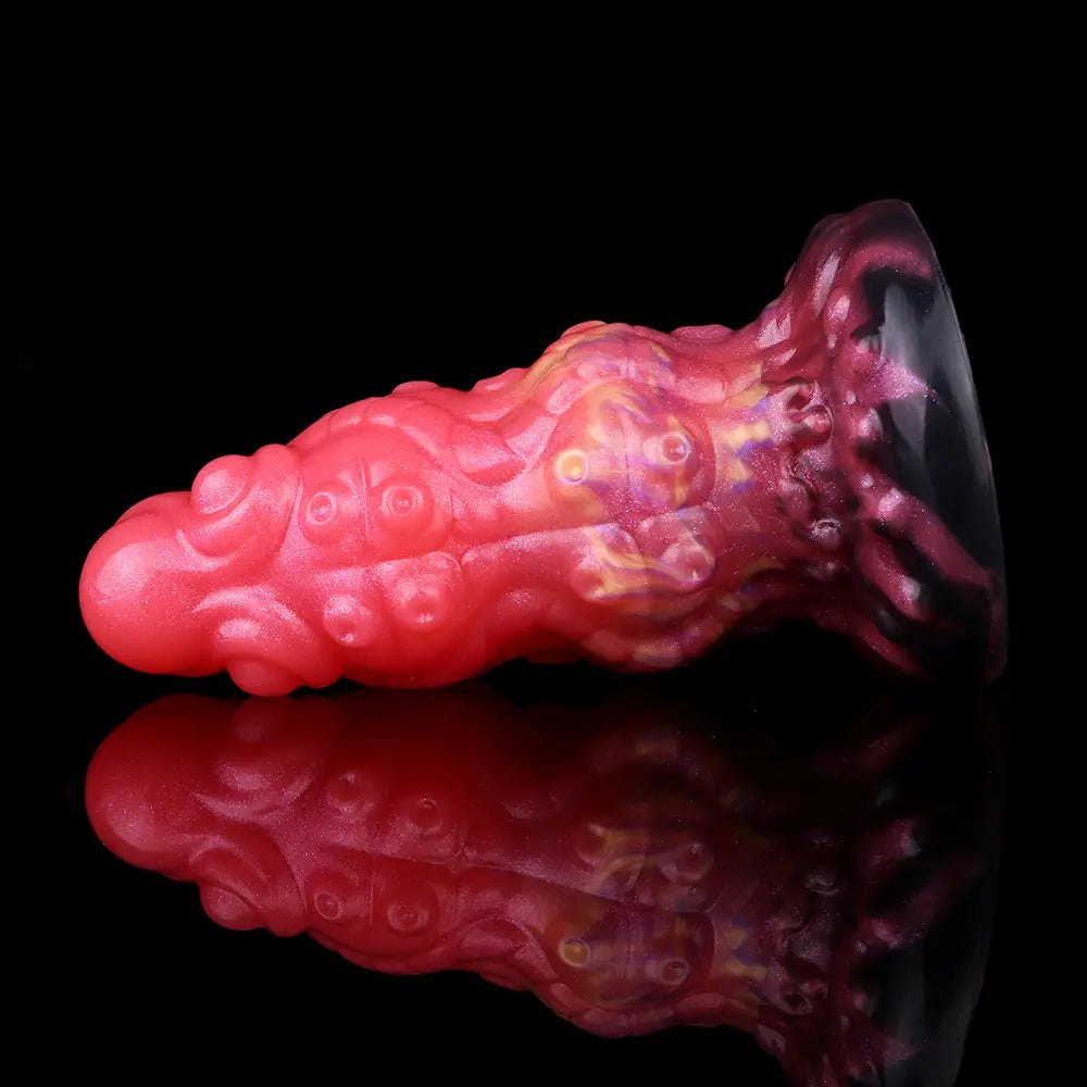 Red monster silicone fantasy dildo with suction base, photo 11
