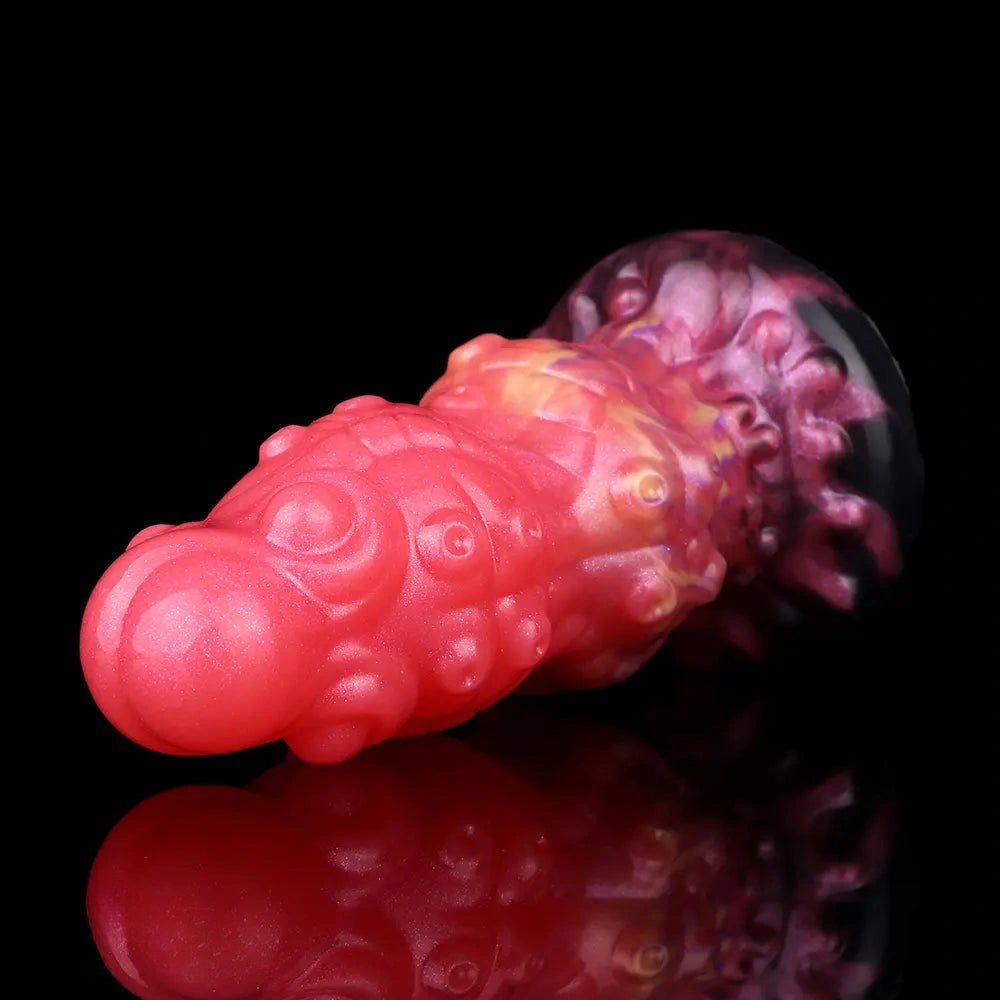 Red monster silicone fantasy dildo with suction base, photo 12