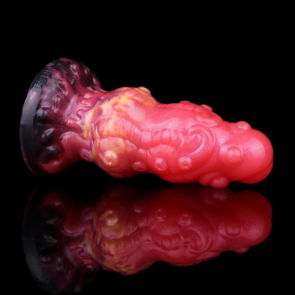 Red monster silicone fantasy dildo with suction base, photo 13
