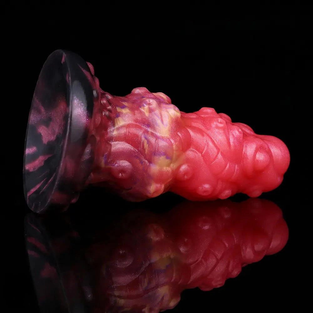 Red monster silicone fantasy dildo with suction base, photo 14