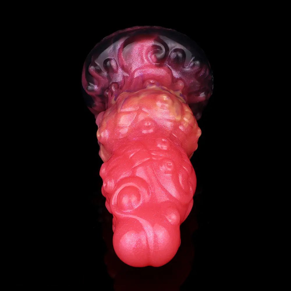Red monster silicone fantasy dildo with suction base, photo 15