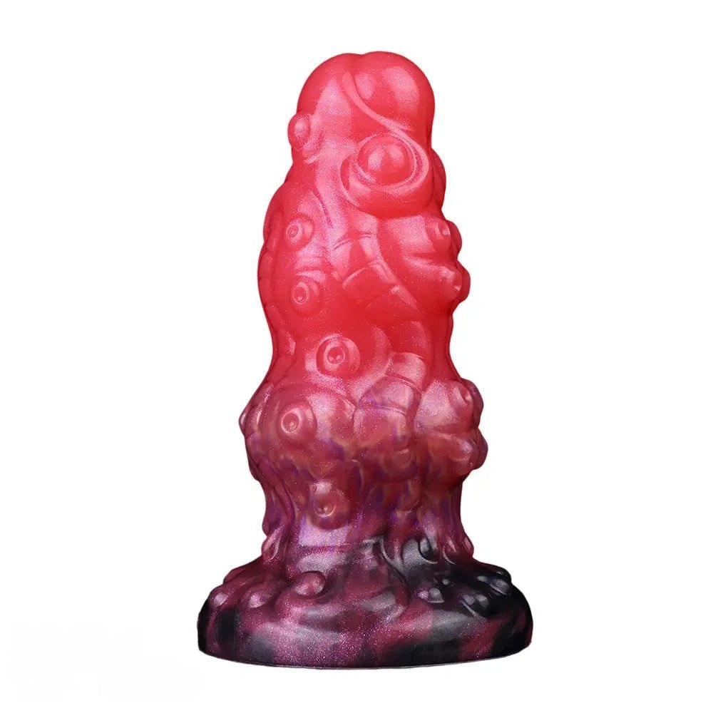Red monster silicone fantasy dildo with suction base, photo 2