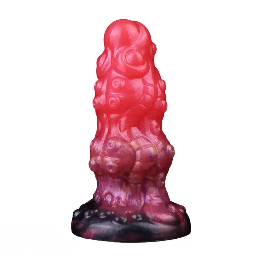 Red monster silicone fantasy dildo with suction base, photo 4