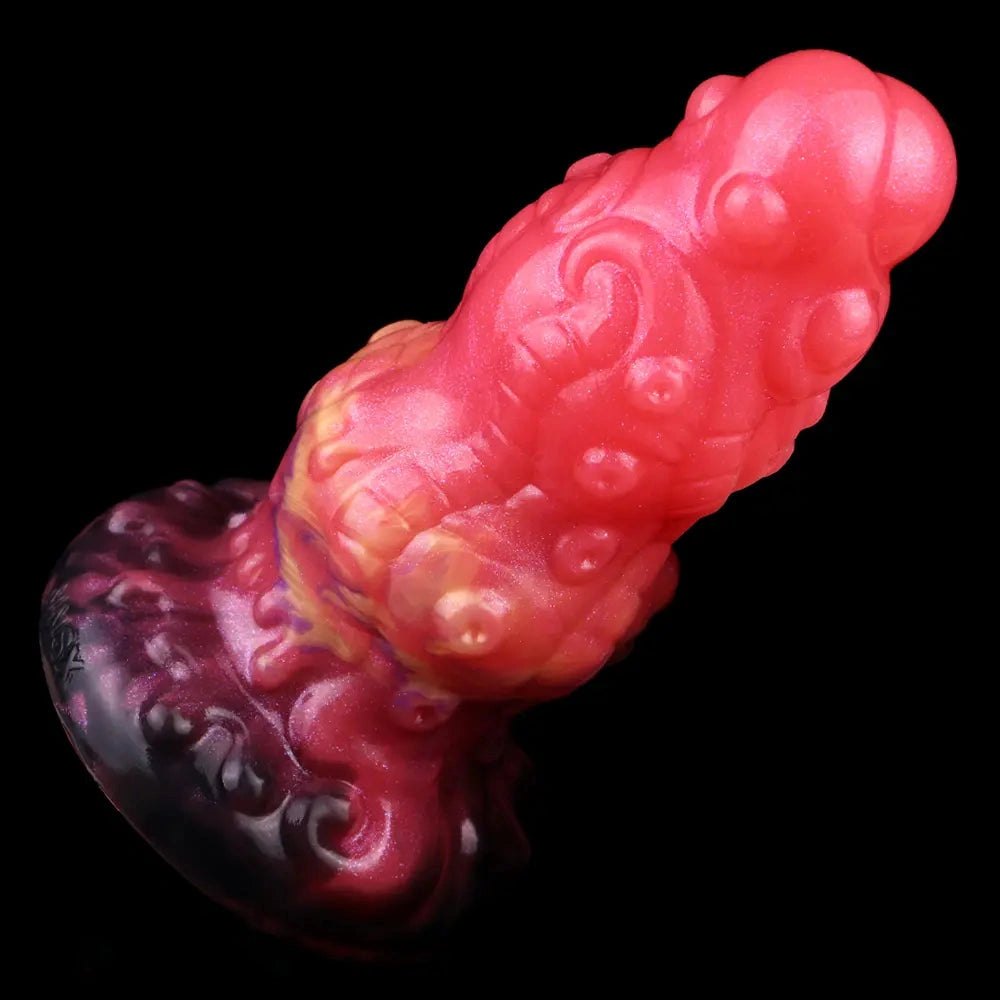 Red monster silicone fantasy dildo with suction base, photo 6