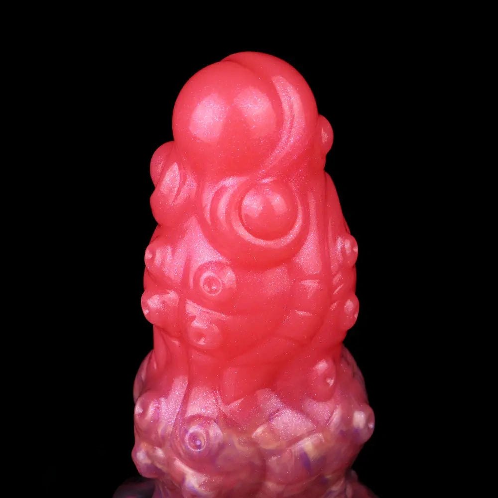 Red monster silicone fantasy dildo with suction base, photo 9